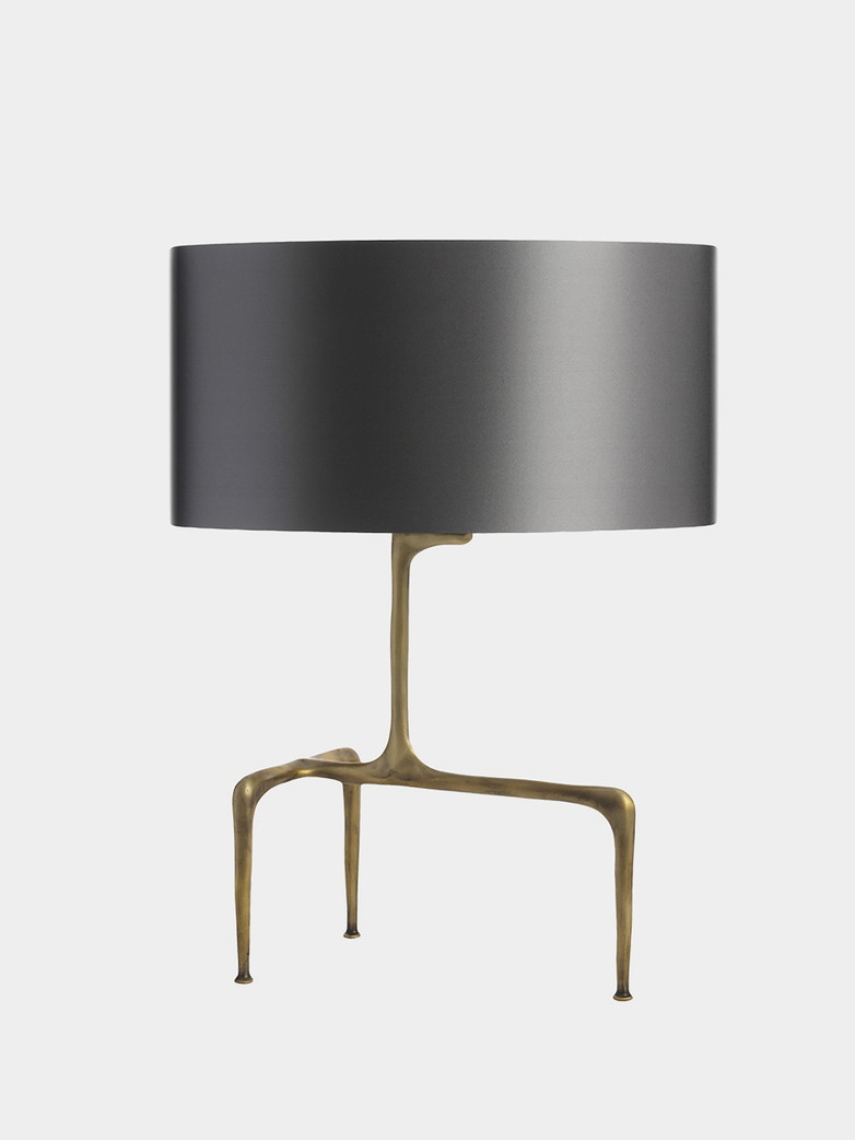 Braque Table Lamp - Antique Brass/Slate Grey Silk