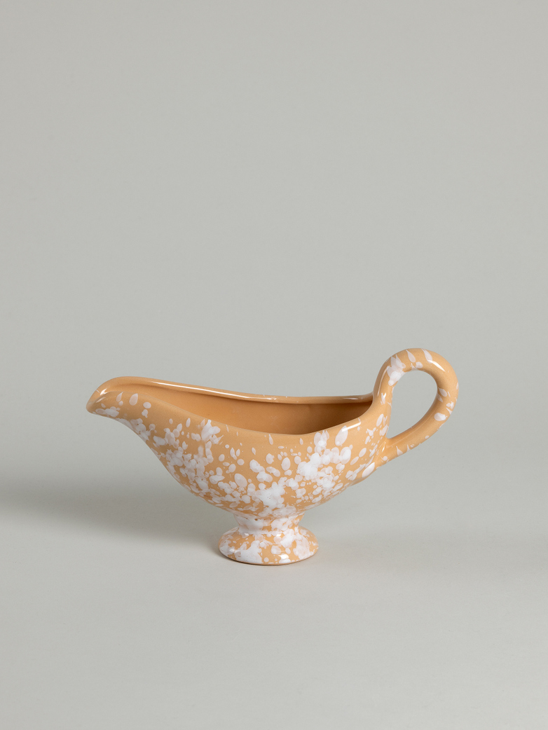 Spruzzi Vivente - Gravy Boat - White on Terracotta