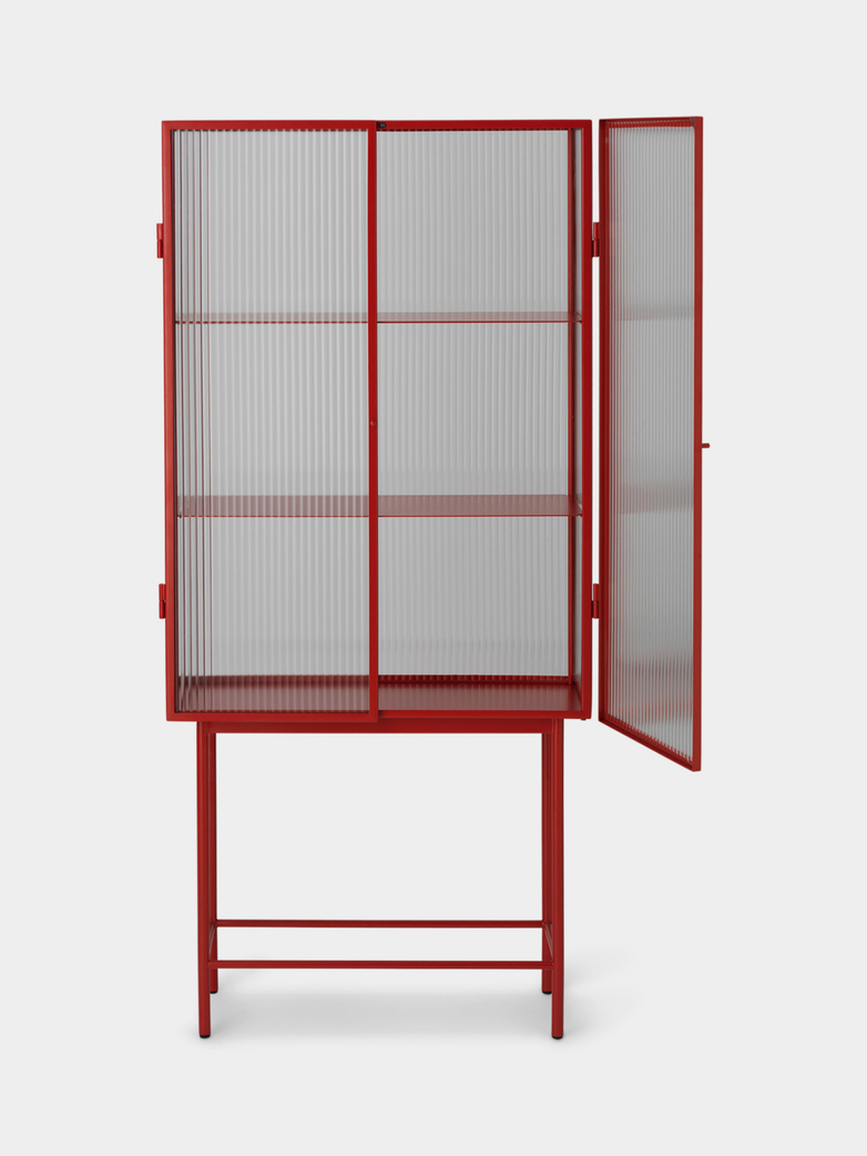 Haze Vitrine Reeded Glass – Poppy Red