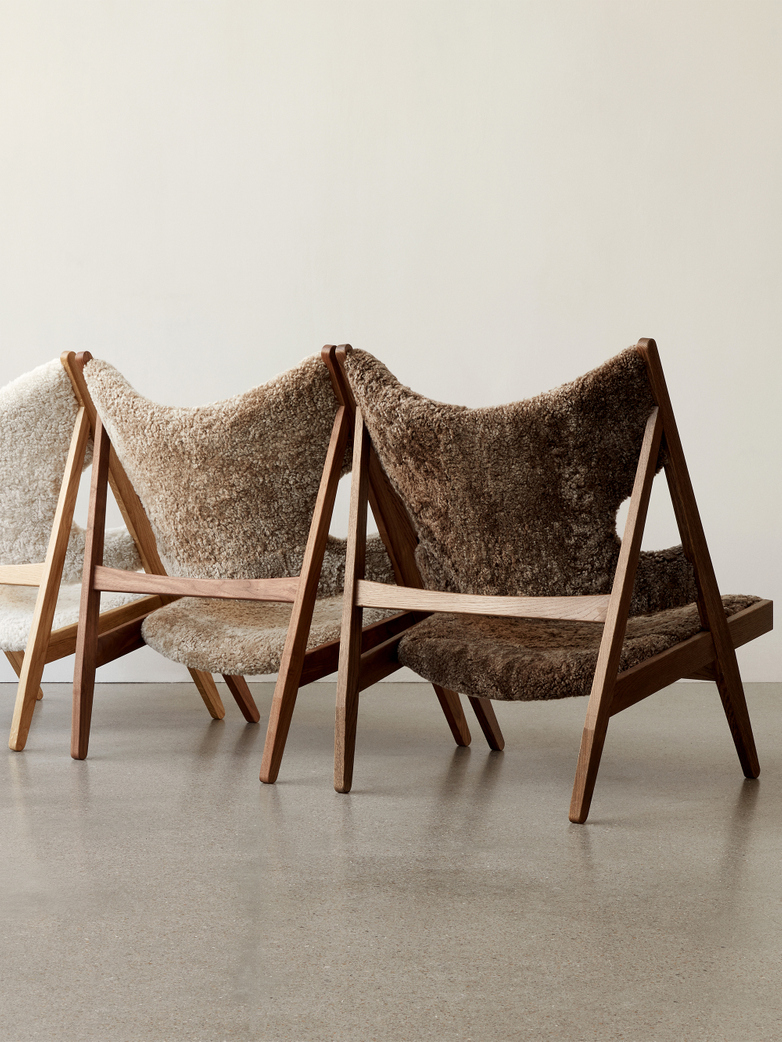 Knitting Lounge Chair - Sheepskin Drake - Dark Stained Oak