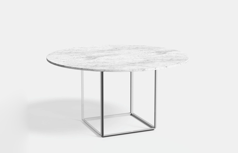 Florence Dining Table - White Metalic/White Marble - Ø145cm