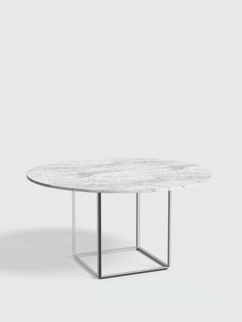 Florence Dining Table - White Metalic/White Marble - Ø145cm
