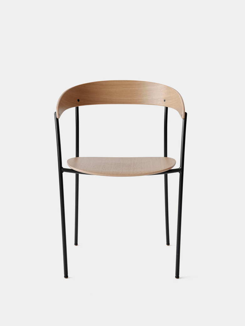Missing Chair with Armrest - Lacquered Oak w. Black Frame