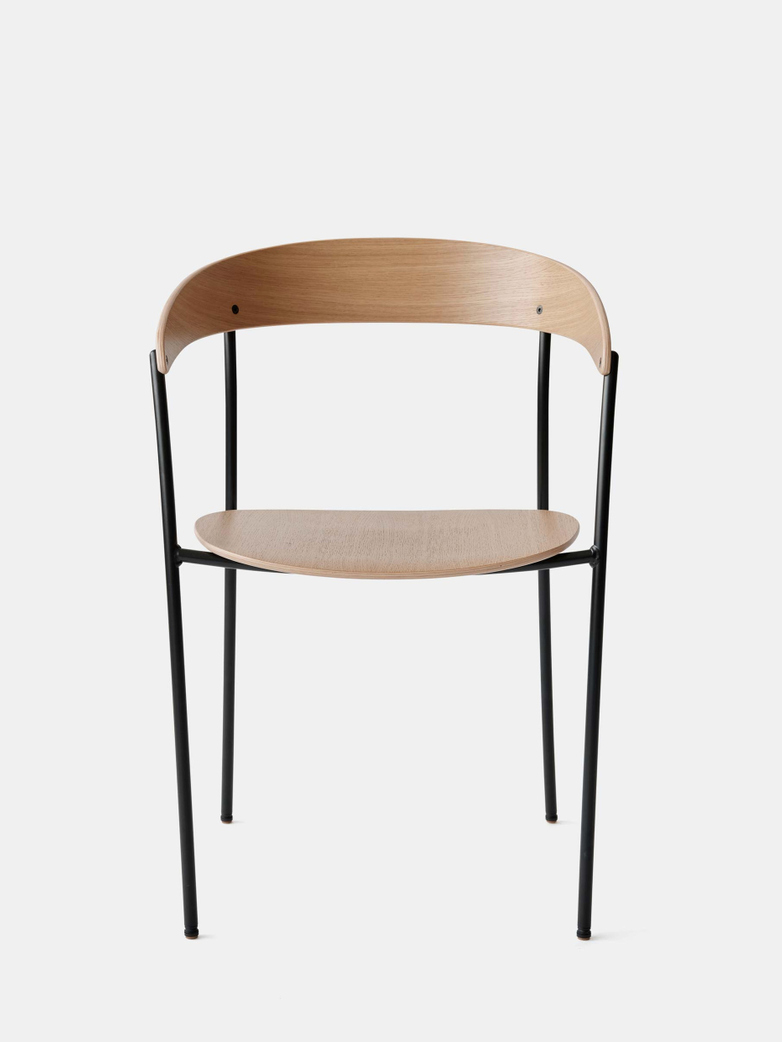 Missing Chair with Armrest - Lacquered Oak w. Black Frame