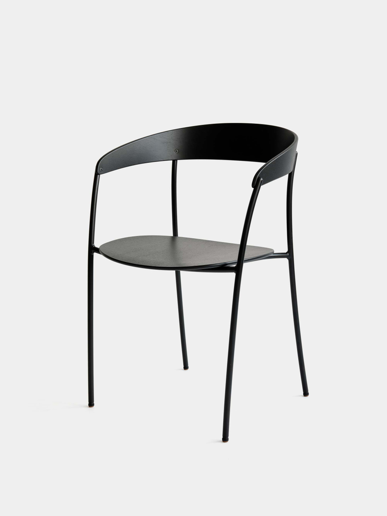Missing Chair with Armrest - Black Lacquered Oak w. Black Frame