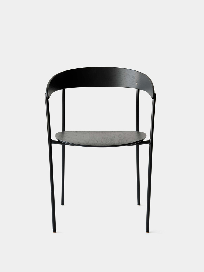 Missing Chair with Armrest - Black Lacquered Oak w. Black Frame