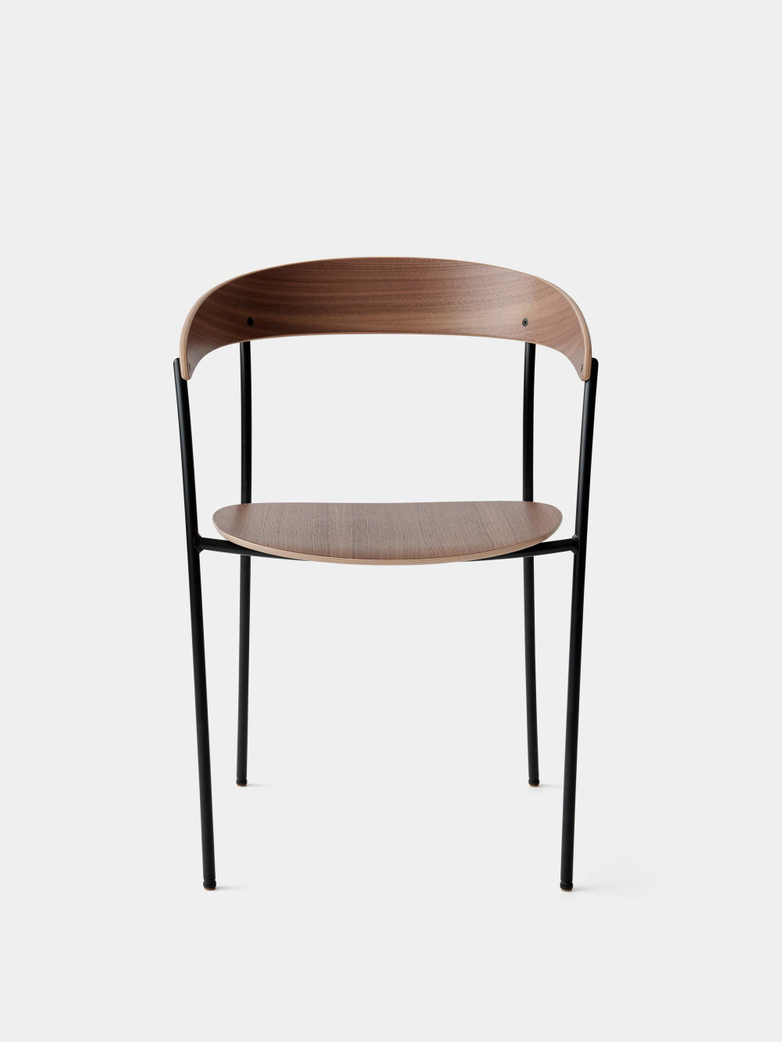 Missing Chair with Armrest - Lacquered Walnut w. Black Frame