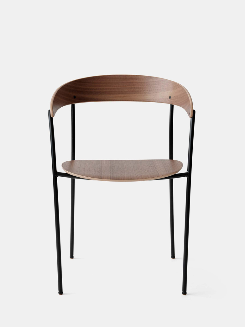 Missing Chair with Armrest - Lacquered Walnut w. Black Frame