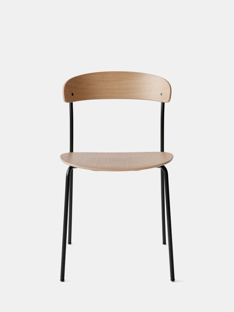 Missing Chair without Armrest - Lacquered Oak w. Black Frame