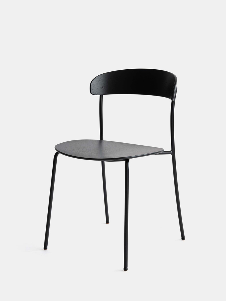 Missing Chair without Armrest - Black Lacquered Oak w. Black Frame