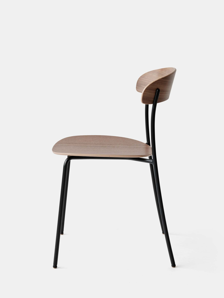 Missing Chair without Armrest - Lacquered Walnut w. Black Frame