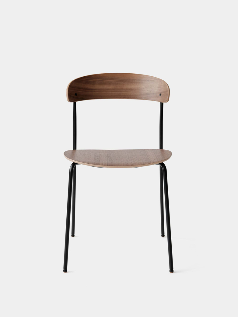 Missing Chair without Armrest - Lacquered Walnut w. Black Frame