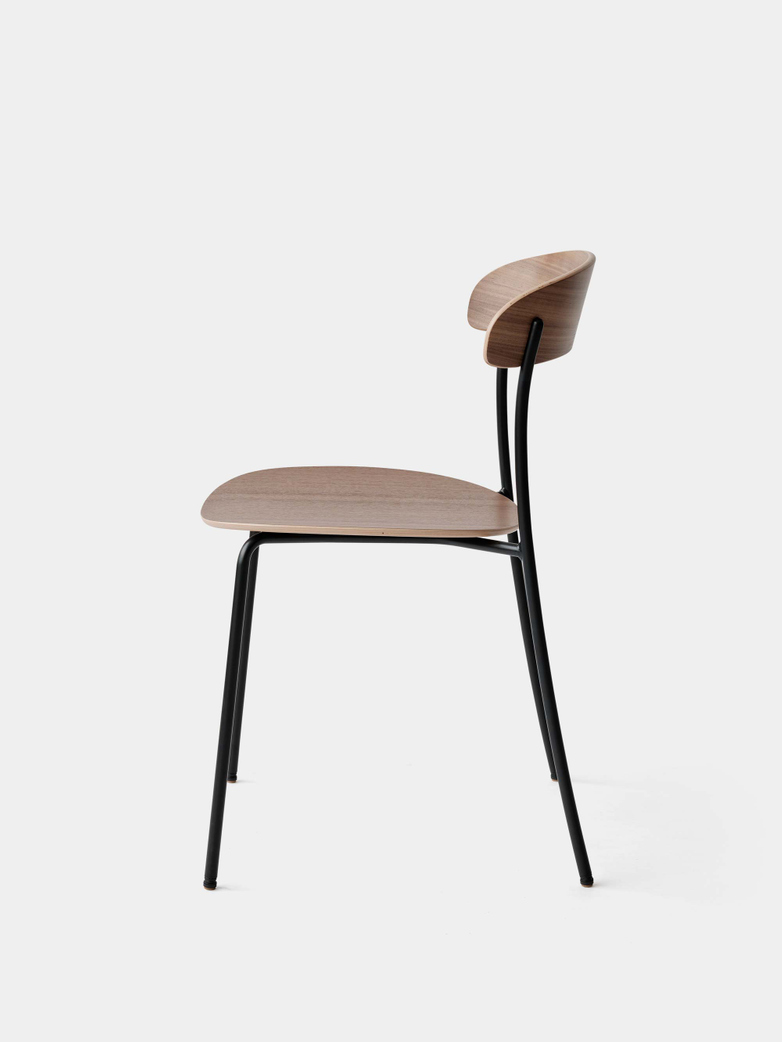 Missing Chair without Armrest - Lacquered Walnut w. Black Frame