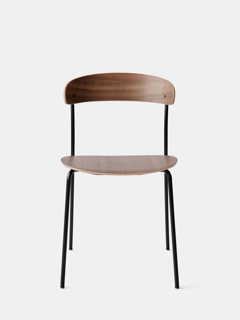 Missing Chair without Armrest - Lacquered Walnut w. Black Frame