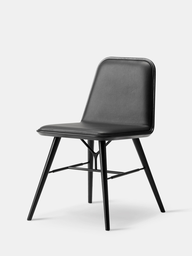 Spine Wood Base Chair - Oak Black Lacquered/Black Leather 88