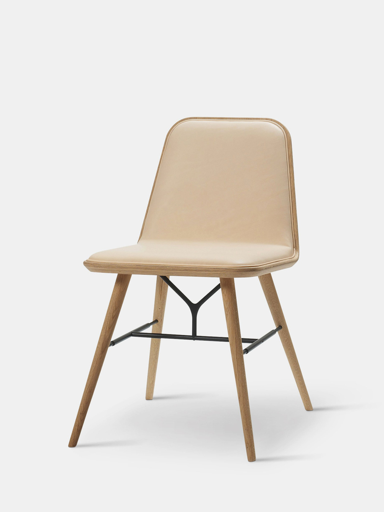 Spine Wood Base Chair - Oak Lacquered/Natural Leather 90