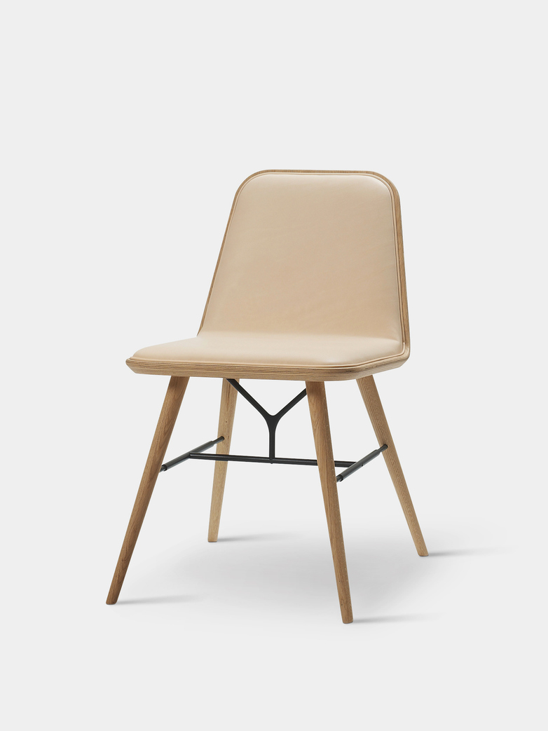 Spine Wood Base Chair - Oak Lacquered/Natural Leather 90