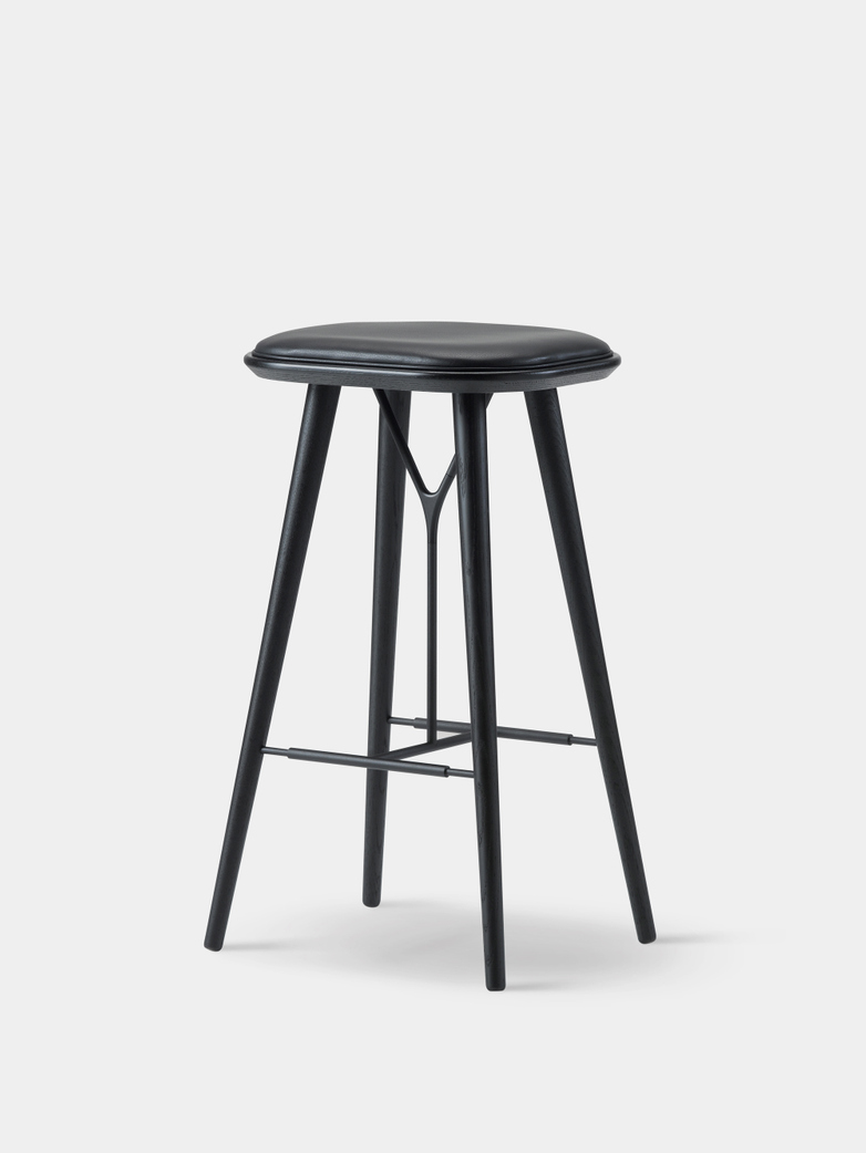 Black Lacquered/Black Leather 88 - 74 cm