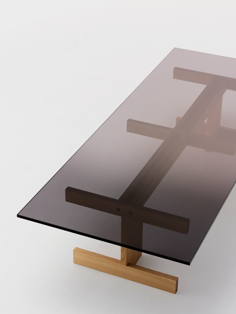 A-CT01 Sofa Table - Oak/Glass