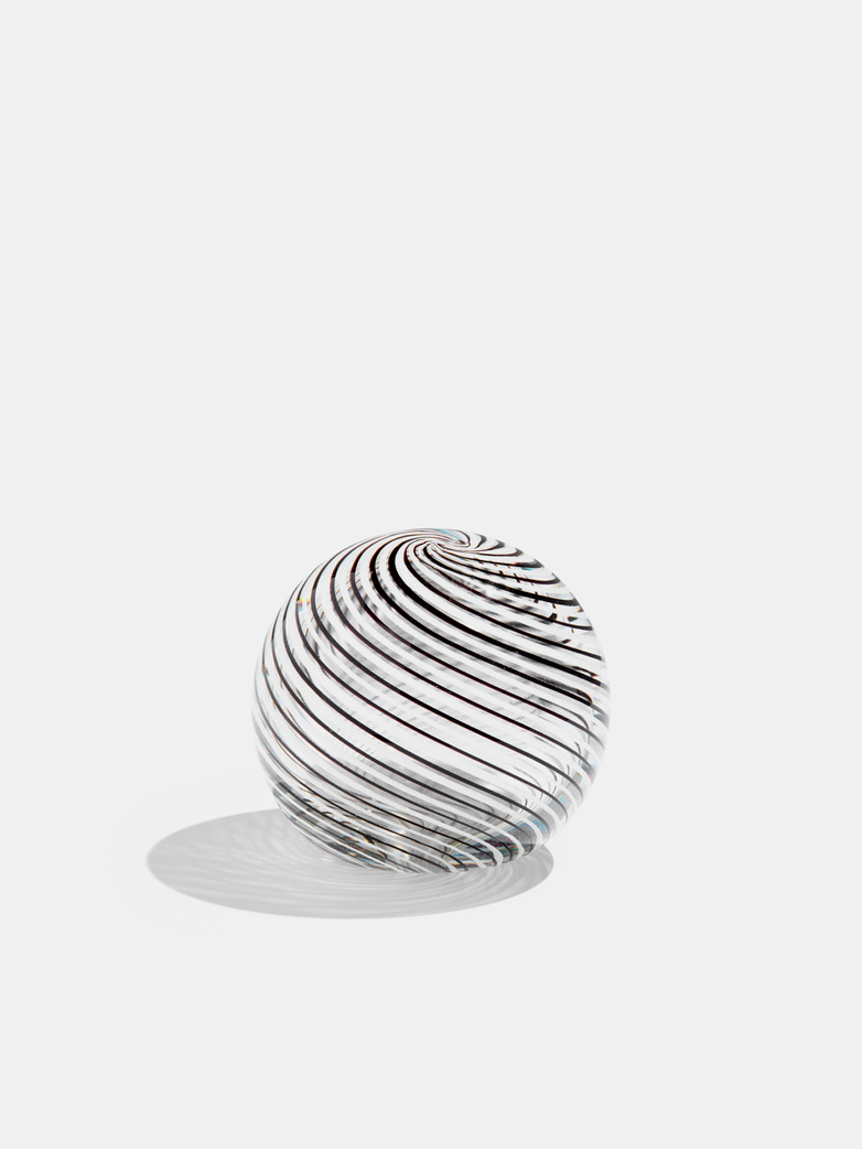 Glass Paperweight Black and White Slim