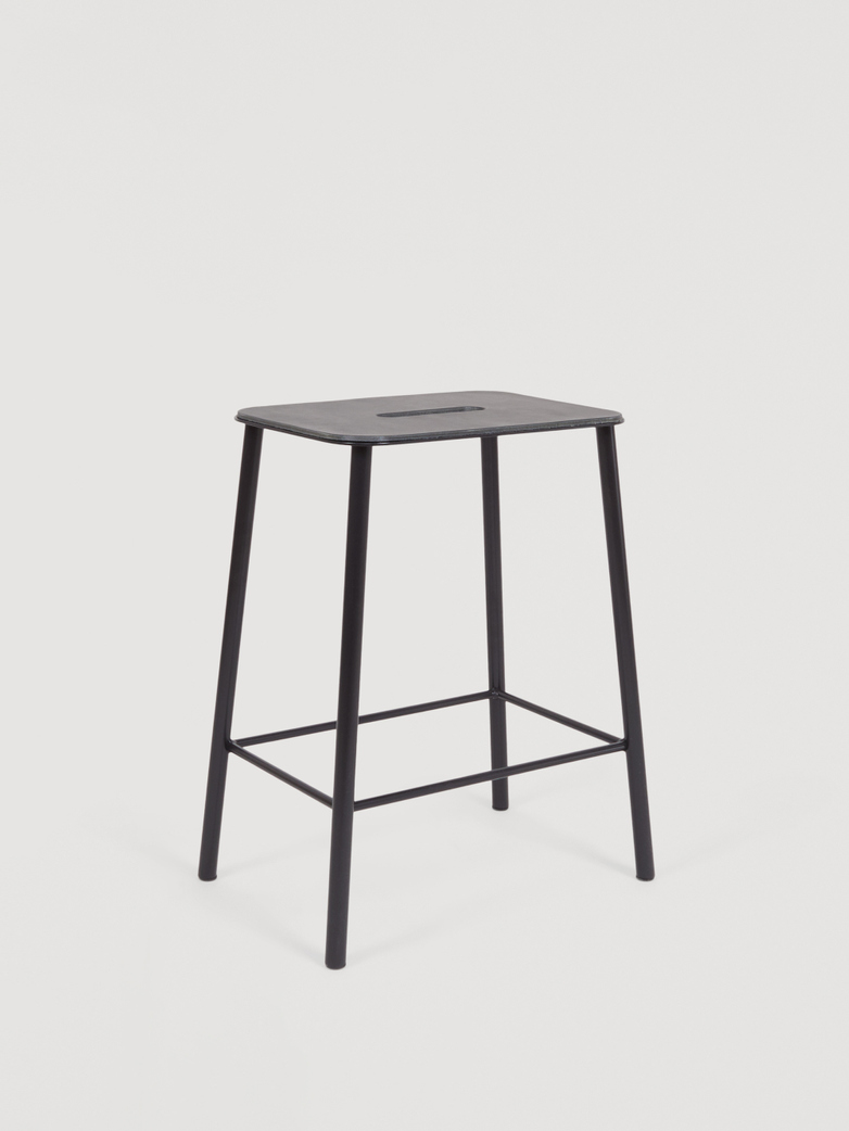 Adam Stool Anthracite Leather - Black