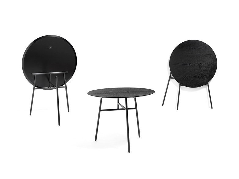 Tilt Top Table - Black Stained Ash Veneer - 90 cm
