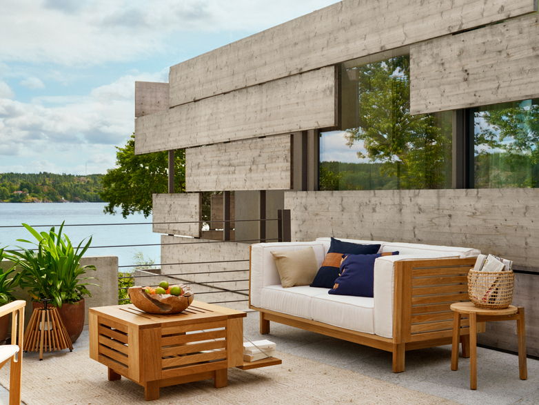 Skanör 2-Seater Sofa - Teak/White