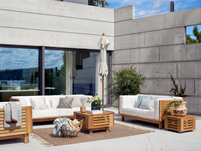 Skanör 3-Seater Sofa - Teak/White