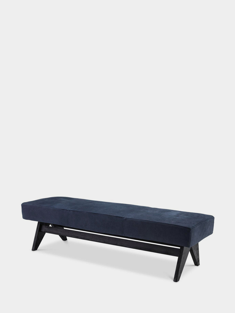 Accadia Bench - Black Oak/Blue Nubuck