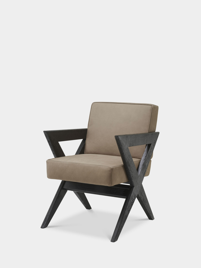 Accadia Dining Chair - Black Oak/Beige Nubuck