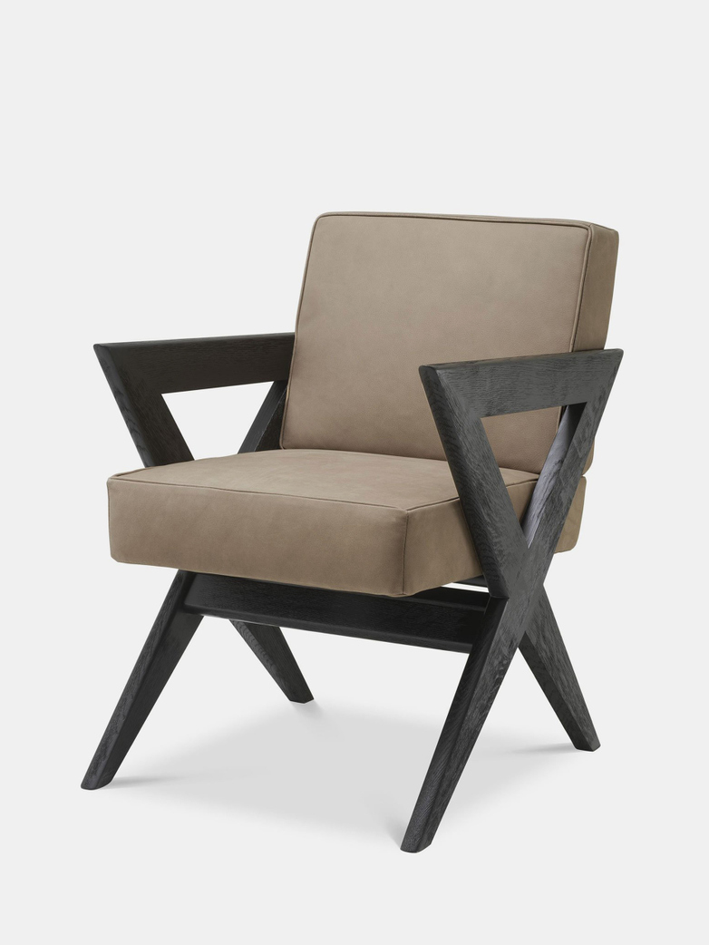 Accadia Dining Chair - Black Oak/Beige Nubuck