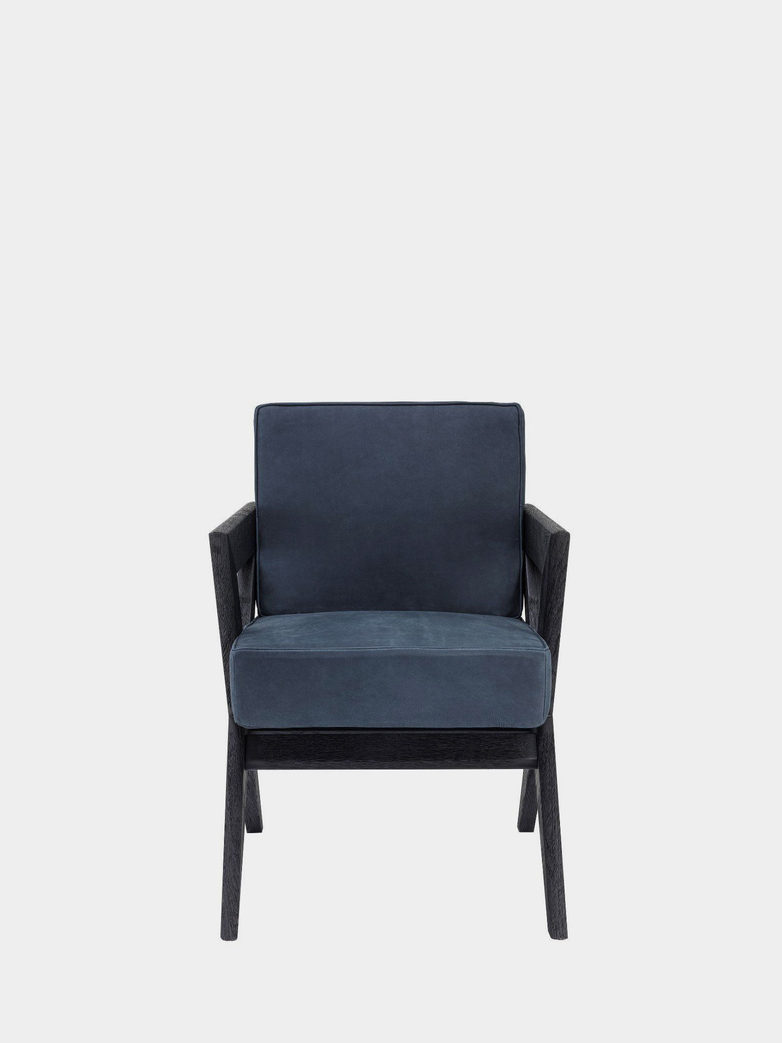 Accadia Dining Chair - Black Oak/Blue Nubuck