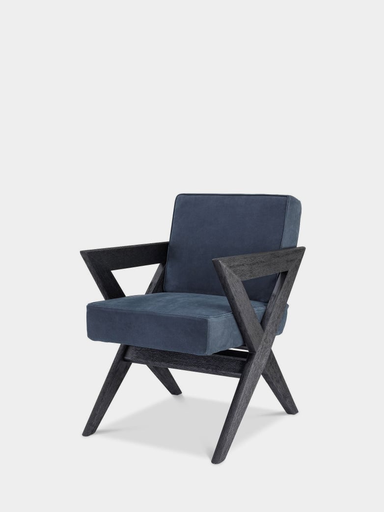 Accadia Dining Chair - Black Oak/Blue Nubuck