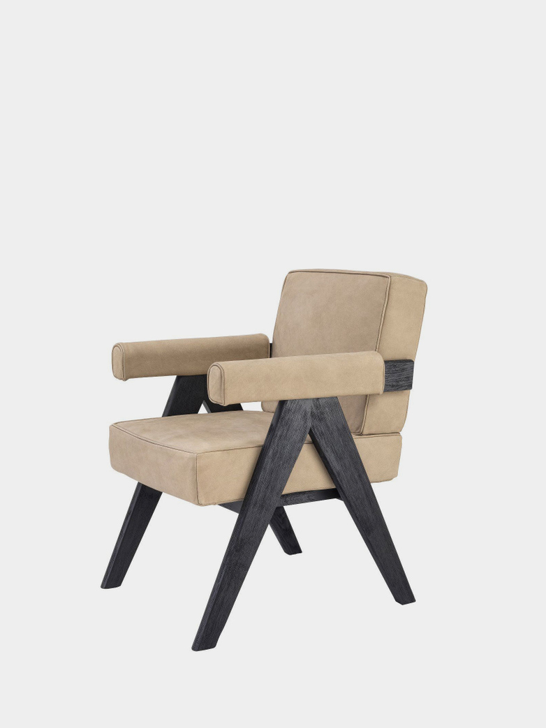 Puglia Dining Chair - Black Oak/Beige nubuck