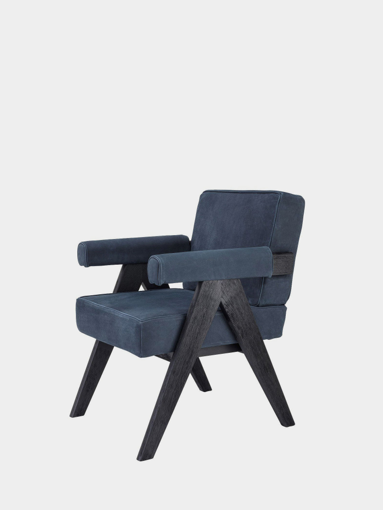 Puglia Dining Chair - Black Oak/Blue Nubuck