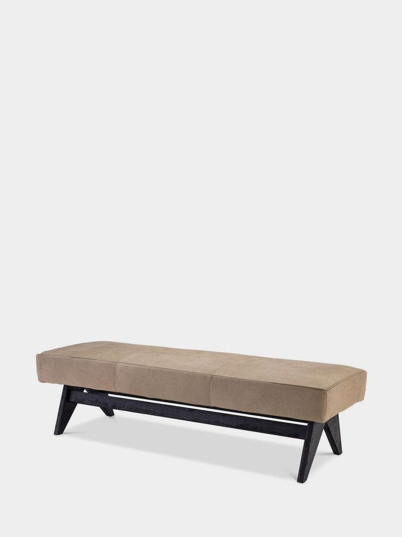 Accadia Bench - Black Oak/Beige Nubuck