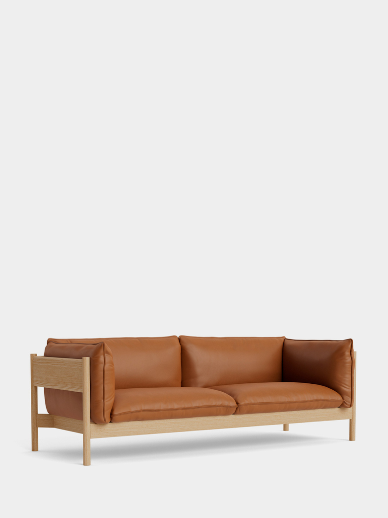 Arbour 3 Seater - Oiled Oak - Cognac Leather