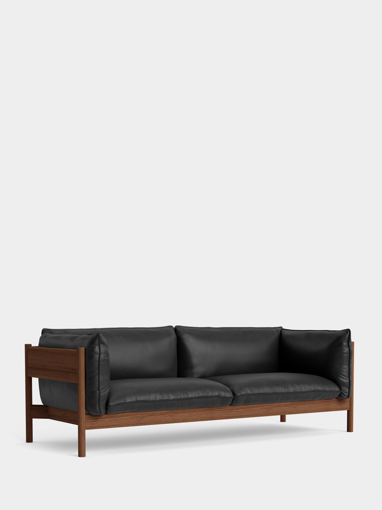 Arbour 3 Seater - Walnut - Black Leather