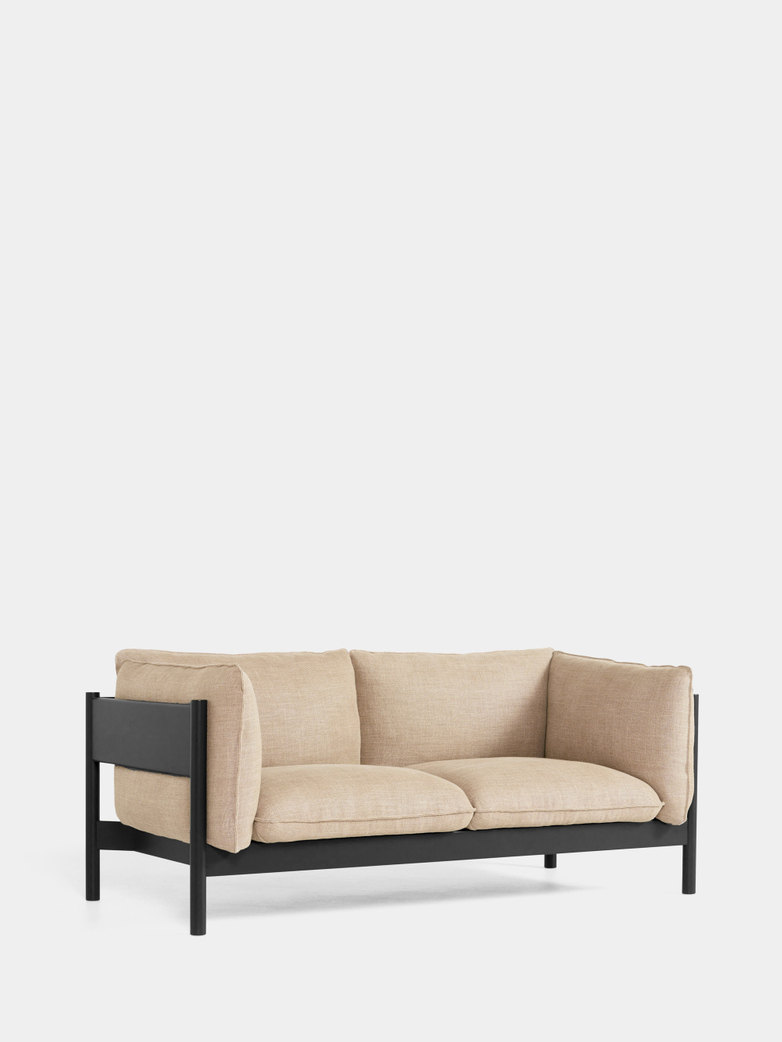 Arbour 2 Seater - Black Beech - Linen Grid Dark Beige