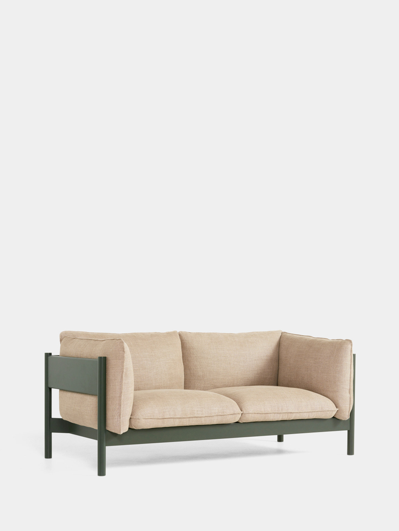 Arbour 2 Seater - Bottle Green Beech - Linen Grid Dark Beige