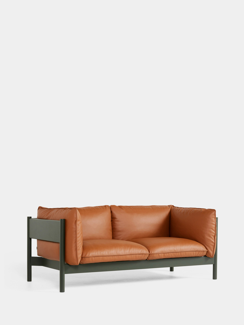 Arbour 2 Seater - Bottle Green Beech - Cognac Leather