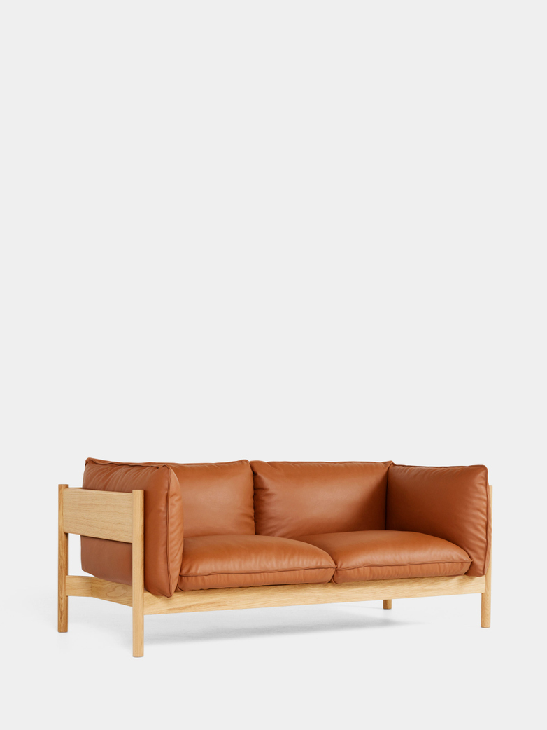 Arbour 2 Seater - Oiled Oak - Cognac Leather