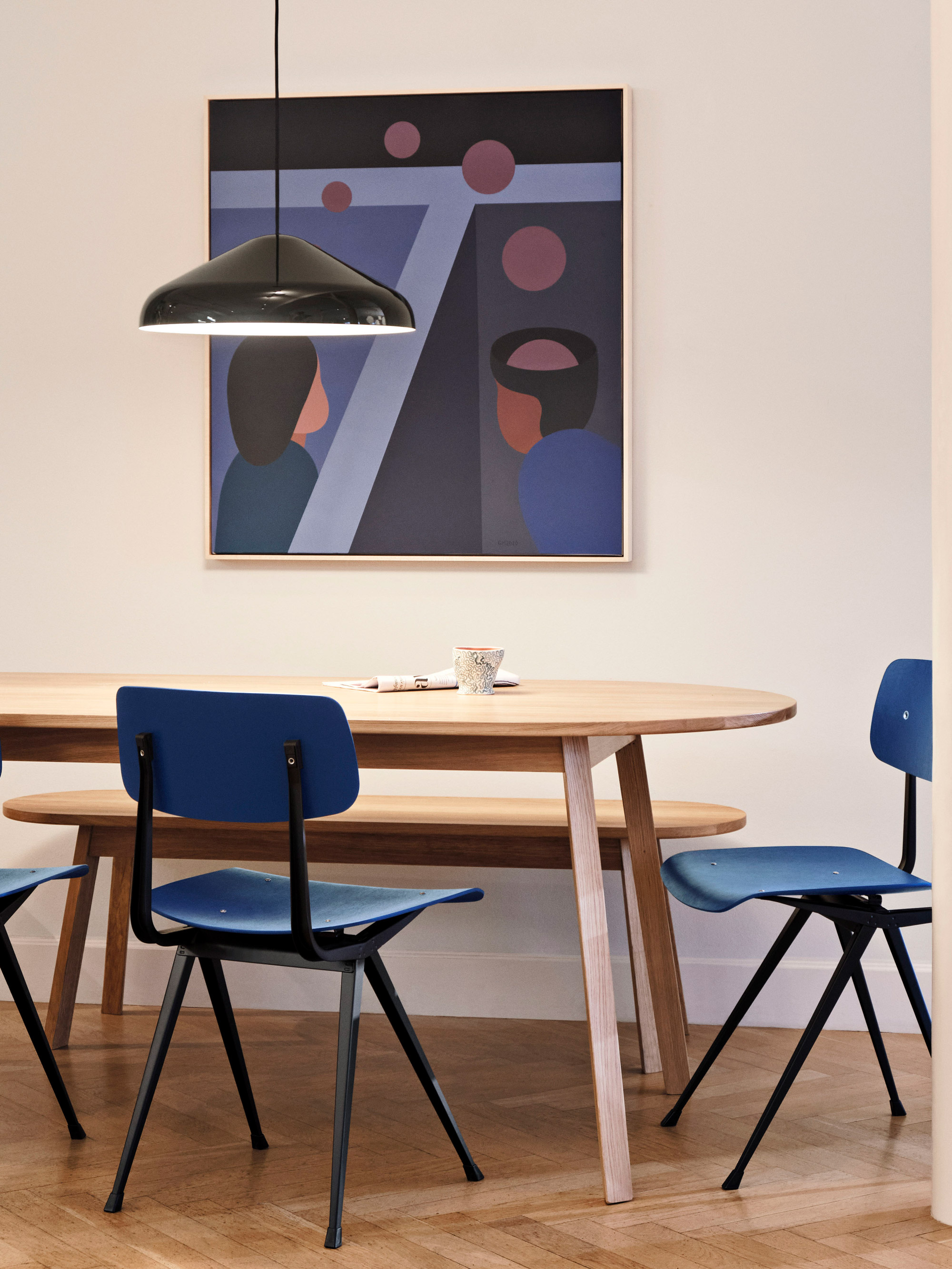 38244 93316bbecb Result Chair Dark Blue Wb Lacquer Oak Seat Black Frame Triangle Leg Table Wb Lacquer Oak Pao Steel Pendant 470 Soft Black Portrait
