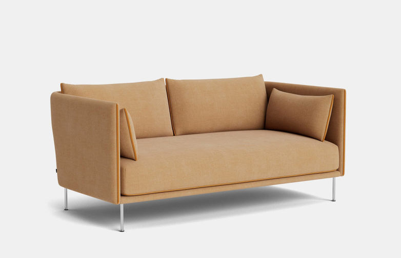 Silhouette Sofa 2- Seater - Linara 142/Cognac Leather Piping