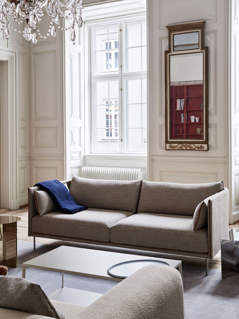 Silhouette Sofa 3-Seater - Bolgheri LGG6/Cognac Leather Piping