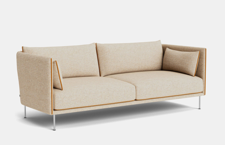 Silhouette Sofa 3-Seater - Bolgheri LGG6/Cognac Leather Piping