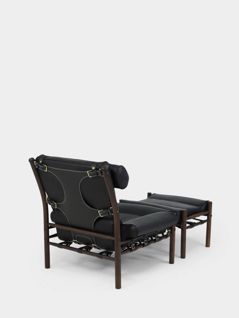 Inca Armchair and Footstool - Black