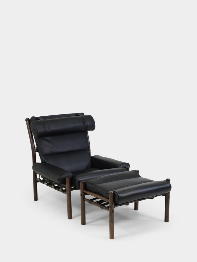 Inca Armchair and Footstool - Black