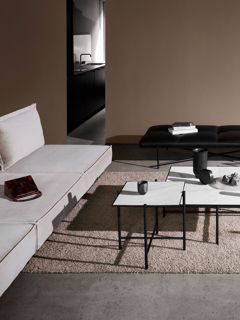 Side Table - White Marble - Black Frame