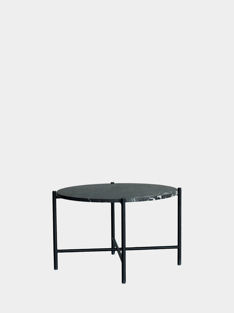 Coffee Table 60 Round - Black Marble - Black Frame